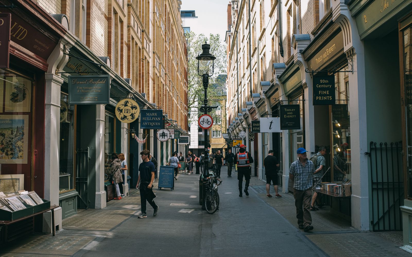 UK city street with local businesses